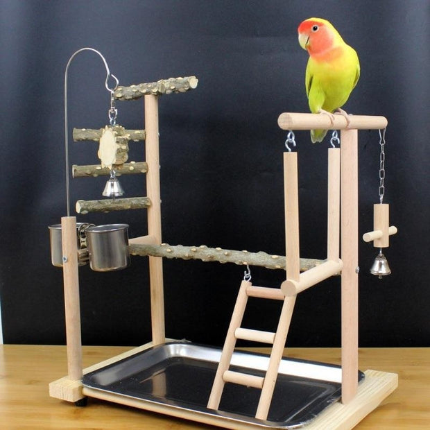 Parrot Toys Tiger Skin Peony Bird Stand Xuanfeng Xiaotai Stand Pepper Wooden Stand Sub-stand Pole