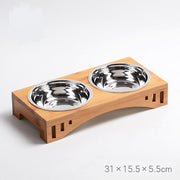 Bamboo Ceramic 3 Bowl Feeder