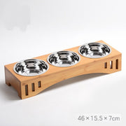 Bamboo Ceramic 3 Bowl Feeder