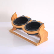 Wooden pet bowl feeder stand