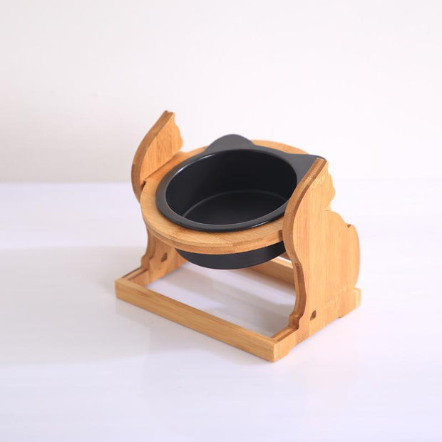 Wooden pet bowl feeder stand