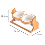 Wooden pet bowl feeder stand