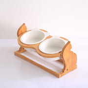 Wooden pet bowl feeder stand