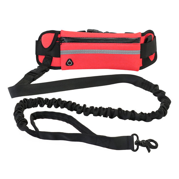 Hands free pet leash with pocket and bottle holder